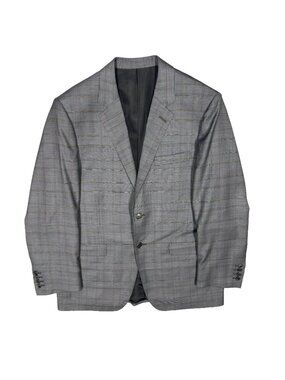 Bespoke Blazer Glen Check Cerruti 150s Wool Sport Coat Grey 42R‎